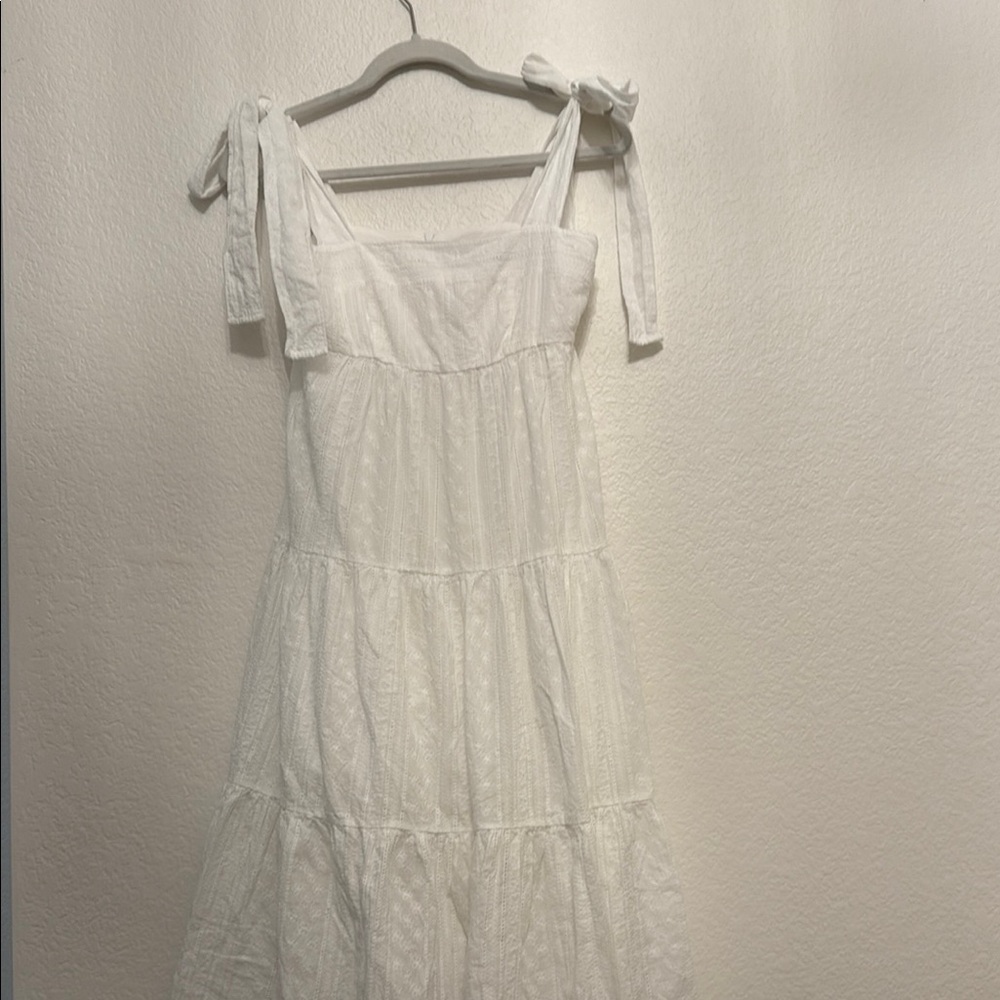 O.P.T white embroidered cotton midi dress in XS